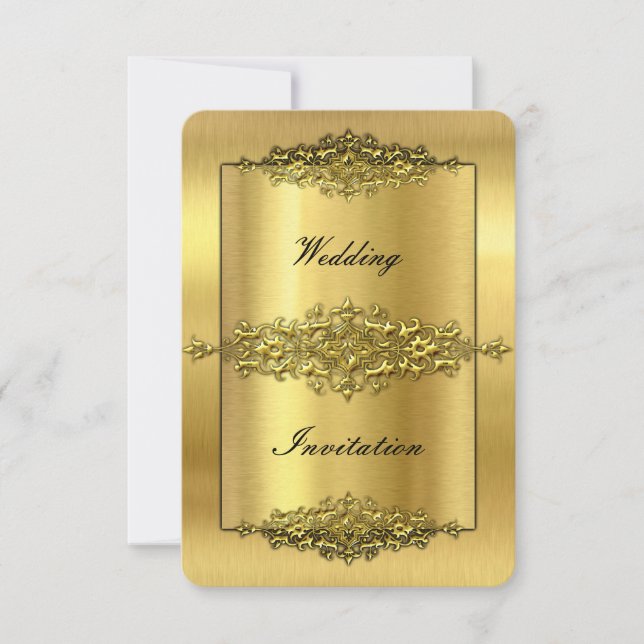 Elegante Einladungen für Hochzeiten, Gold (Vorderseite)
