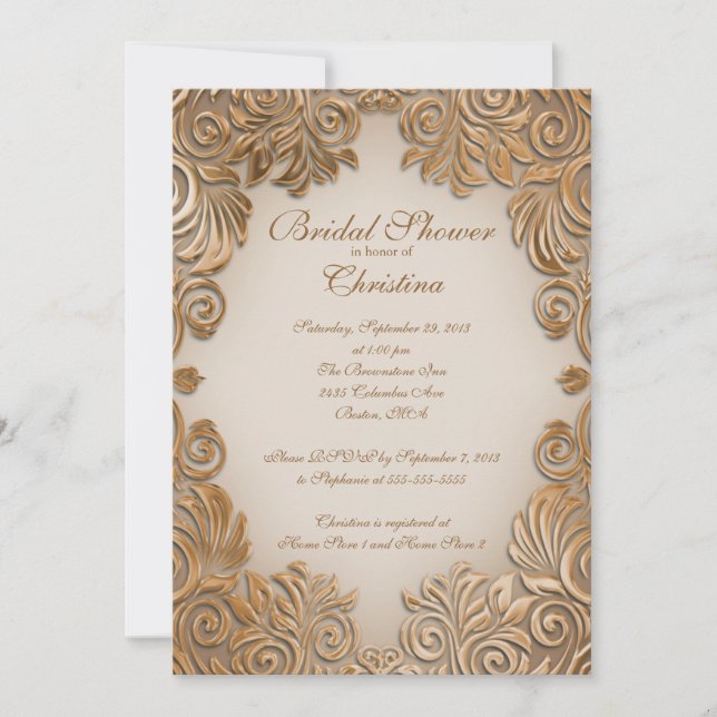 Elegante Einladungen für Kupferfolien Leaf Bridal  (Vorderseite)