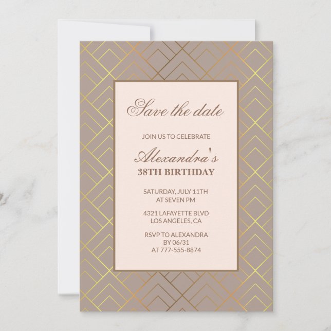 Elegante Einladungen Save the Date zum 38. (Vorderseite)
