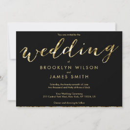 Elegante Einladungen zu Gold Foil und Black Weddin