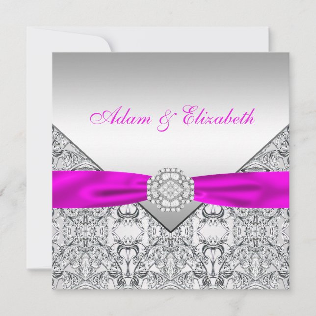 Elegante Einladungen zu Hochzeiten in Silver und F (Vorderseite)
