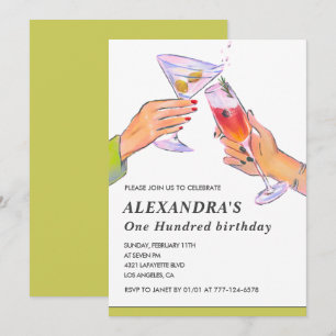 Elegante Einladungen zum 100. Geburtstag Cocktail 