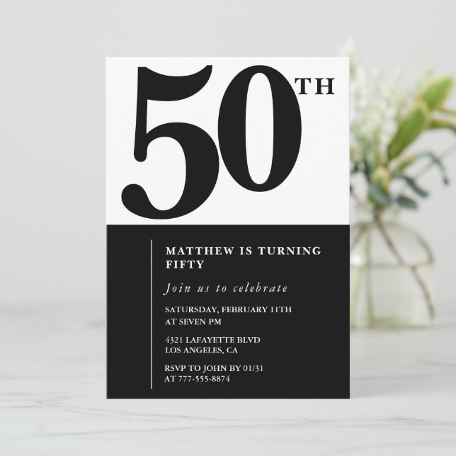 Elegante Einladungen zum 50. Geburtstag Chic Simpl (Stehend Vorderseite)