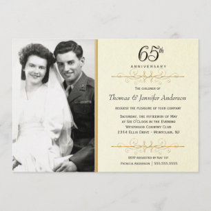 Elegante Einladungen zum 65. Jubiläum mit Foto