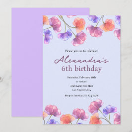 Elegante Einladungen zum 6. Geburtstag Boho Floral
