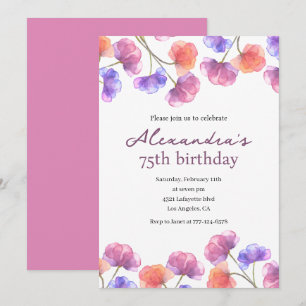Elegante Einladungen zum 75. Geburtstag Floral Chi