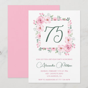 Elegante Einladungen zum 75. Geburtstag Floral Ros