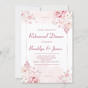 Elegante Einladungen zur Hochzeit mit Probe mit Ro