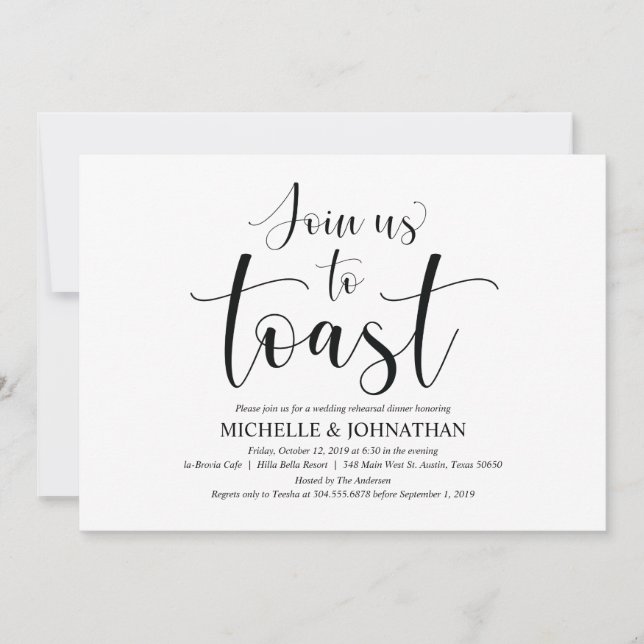 Elegante Einladungs-Karte für Hochzeiten Probe Din Einladung (Vorderseite)