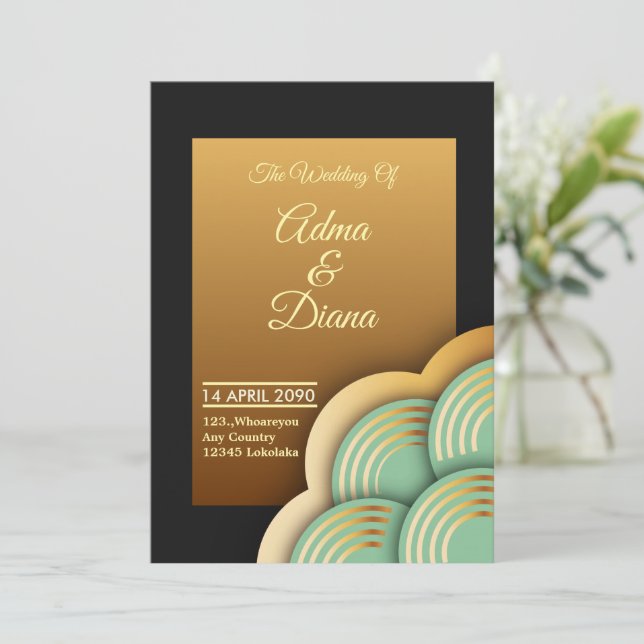 Elegante Einladungskarte für Hochzeiten (Stehend Vorderseite)
