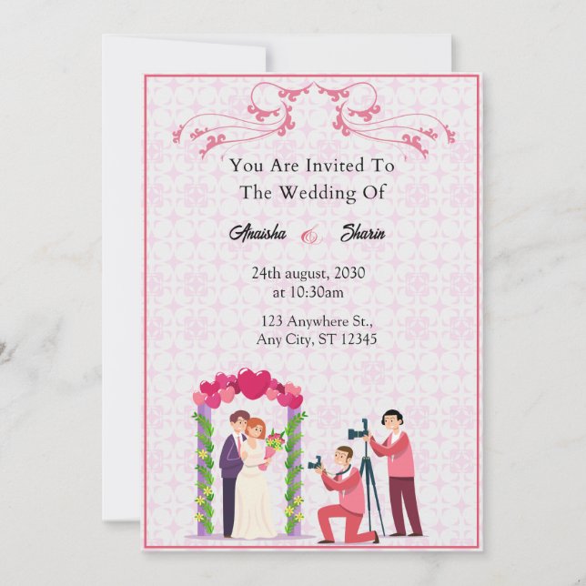 Elegante Einladungskarte für Hochzeiten (Vorderseite)