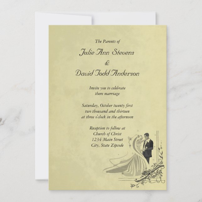 Elegante Einladungskarte für Hochzeiten (Vorderseite)