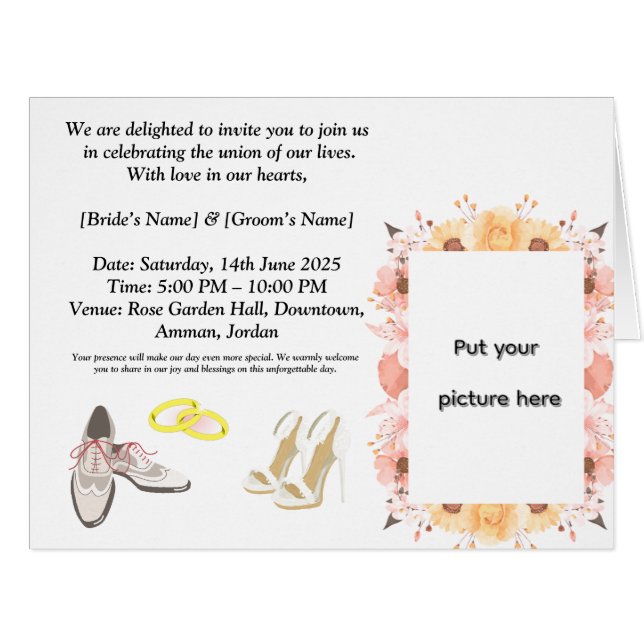 Elegante Einladungskarte für Hochzeiten | Romantik (Vorderseite (Horizontal))