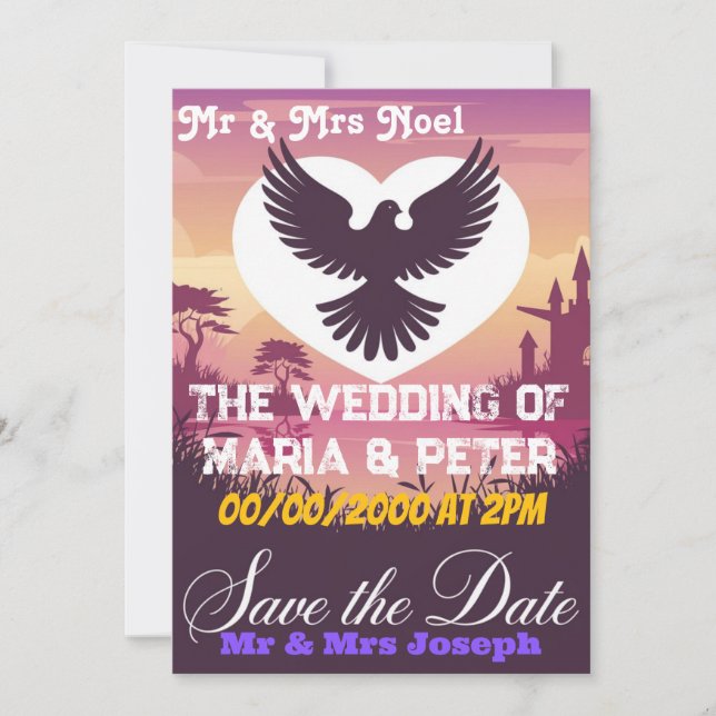 Elegante Einladungskarte mit Herz-Form (Vorderseite)