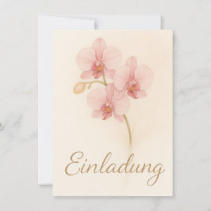Elegante Einladungskarte mit zarten rosa Orchideen