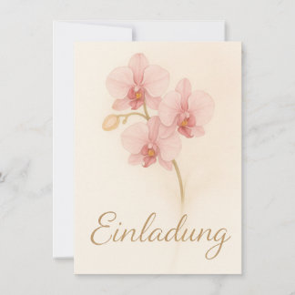 Elegante Einladungskarte mit zarten rosa Orchideen