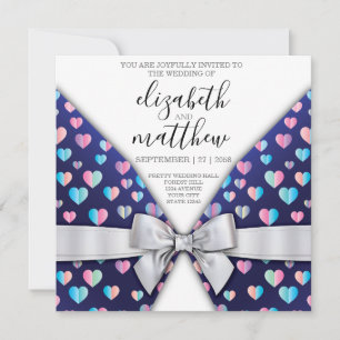 Elegante Einladungskarte Postkarte Schleife und He
