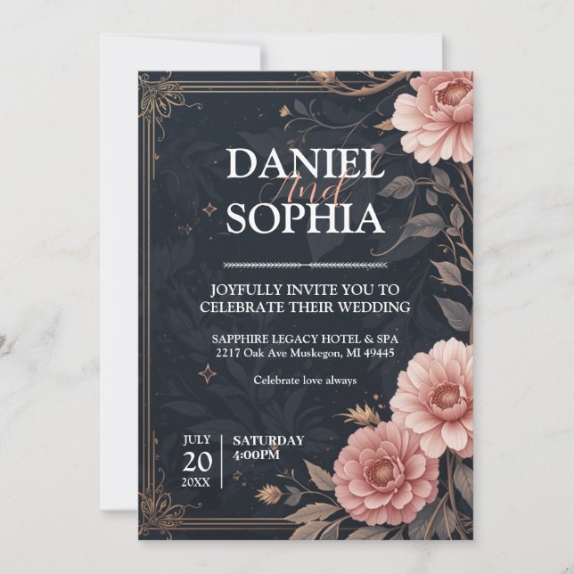 Elegante Einladungspläne für Hochzeiten Einladung (Vorderseite)