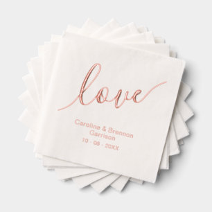 Elegante, einzigartige Couple Names Liebe Text Ros Servietten Mit Folie
