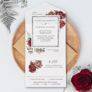 Elegante Einzigartige Herbstflorale Botanische Hoc All In One Einladung
