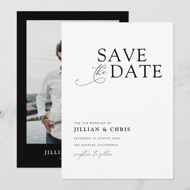 Elegante Einzigartige Hochzeit des Fotos Einladung (Vorne/Hinten)