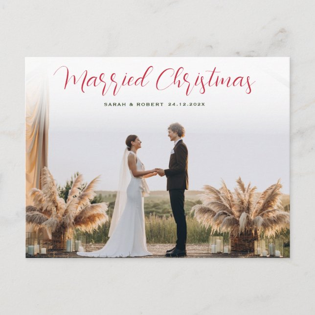 elegante, einzigartige Hochzeitsankündigung Postka Postkarte (Vorderseite)