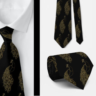 Elegante einzigartige, kühne schwarz-goldene Pfaue Krawatte