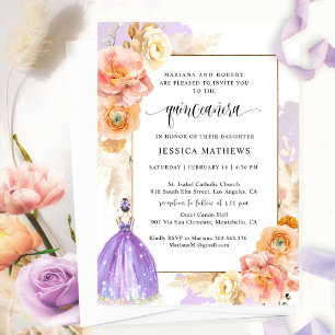 Elegante, einzigartige Lila Blumenprinzessin Quinc Einladung