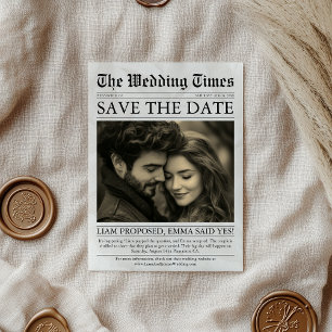 Elegante einzigartige lustige Zeitungsfoto-Hochzei Save The Date
