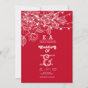 elegante einzigartige tiefrote Hochzeit Einladung