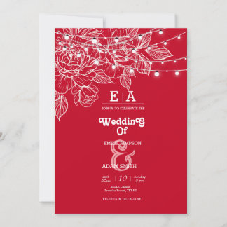 elegante einzigartige tiefrote Hochzeit Einladung