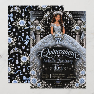 Elegante Eisblaue Quinceañera-Feier Einladung