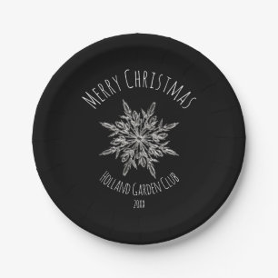 Elegante Eiskristall-Schneeflocken-Weihnachts-Papi Pappteller