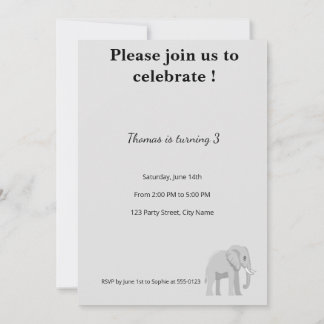 Elegante Elefant Geburtstagseinladung | Pastell Einladung