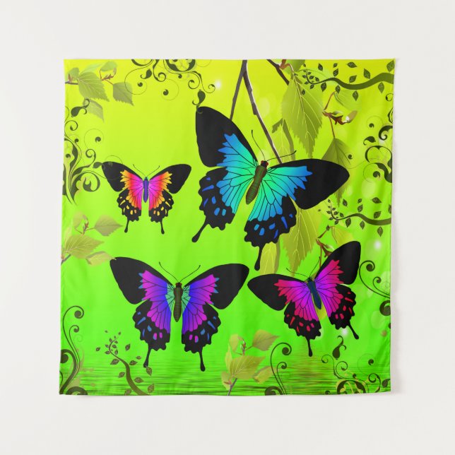 Elegante elegante Butterflies Wandteppich (Vorderseite)