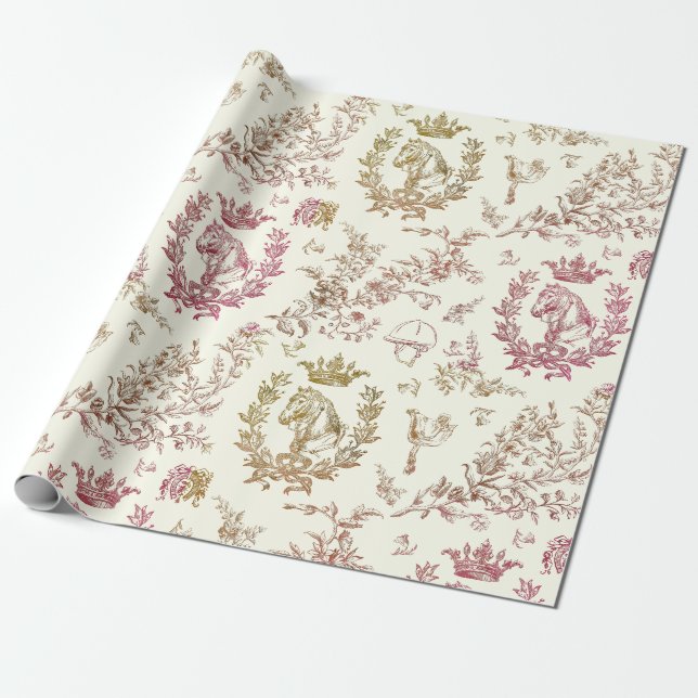 Elegante Elegante Chic Rosa Gold Reittier Geschenkpapier (Ungerollt)