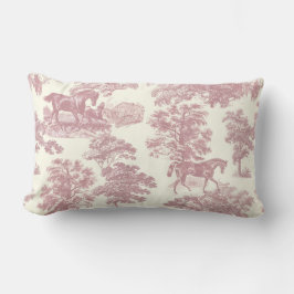Elegante Elegante Chic Rosa Pferde Land Toile Lendenkissen