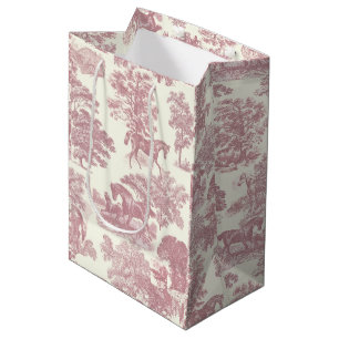 Elegante Elegante Chic Rosa Pferde Land Toile Mittlere Geschenktüte