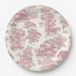 Elegante Elegante Chic Rosa Pferde Land Toile Pappteller