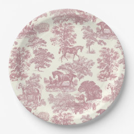 Elegante Elegante Chic Rosa Pferde Land Toile Pappteller