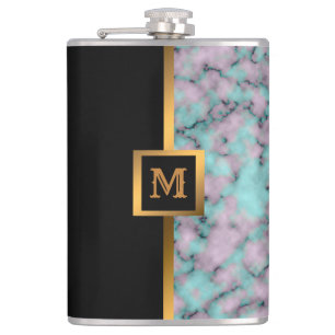 Elegante Elegante Moderne Black Gold Marmor Flachmann