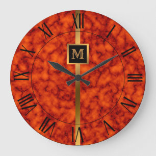 Elegante Elegante Moderne Black Gold Marmor Große Wanduhr