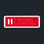 Elegante Elegante Moderne Rote Rücksendeadresse<br><div class="desc">Anpassbare Monogramm- und Rücksendekennzeichen.</div>