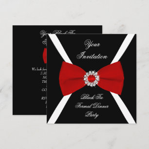 Elegante Elegante Schwarz-weiße Red Bow Krawatte Einladung
