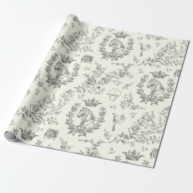 Elegante Elegante Schwarz-weiße Reittour Geschenkpapier (Ungerollt)
