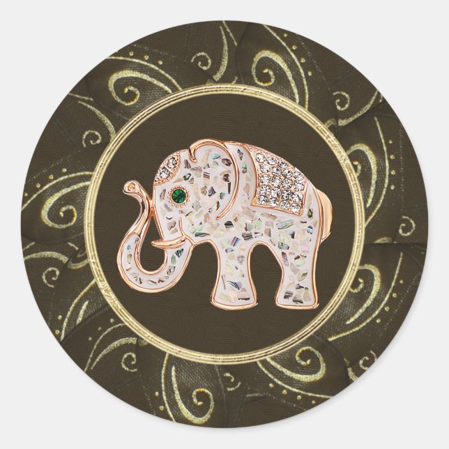 Elegante Elephant Jewels Foto Print Stickers (Vorderseite)