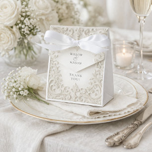 Elegante Elfenbein Barock Hochzeits-Dankeskarten Geschenkschachtel