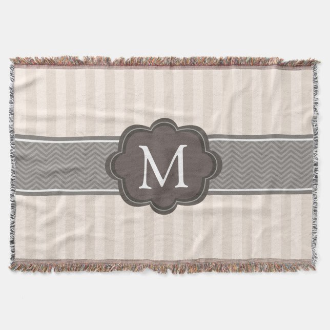 Elegante Elfenbein-Beige Stripes Decke (Vorderseite)