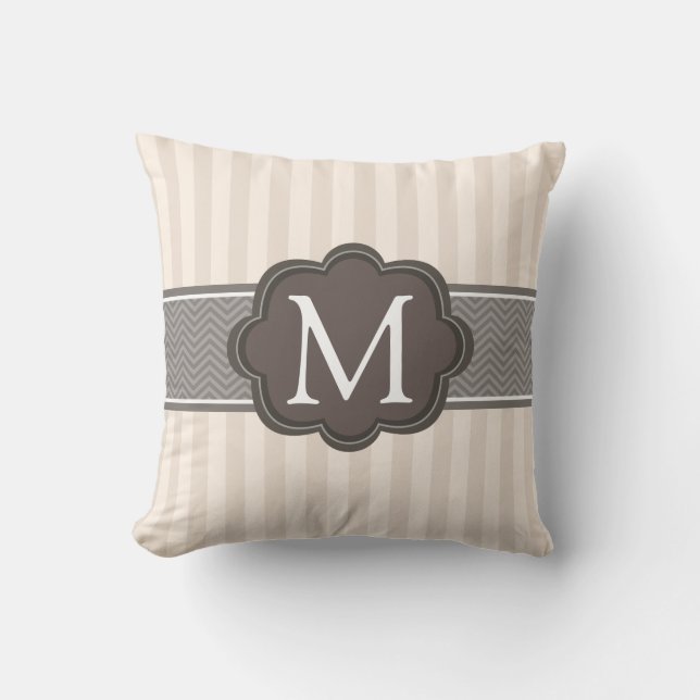 Elegante Elfenbein-Beige Stripes Kissen (Vorderseite)