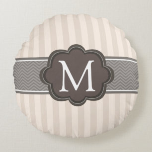 Elegante Elfenbein-Beige Stripes Rundes Kissen